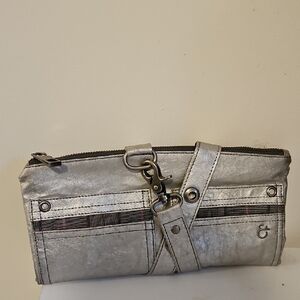 MATT & NAT Silver BAG VEGAN LEATHER CLUTCH RECTANGLE